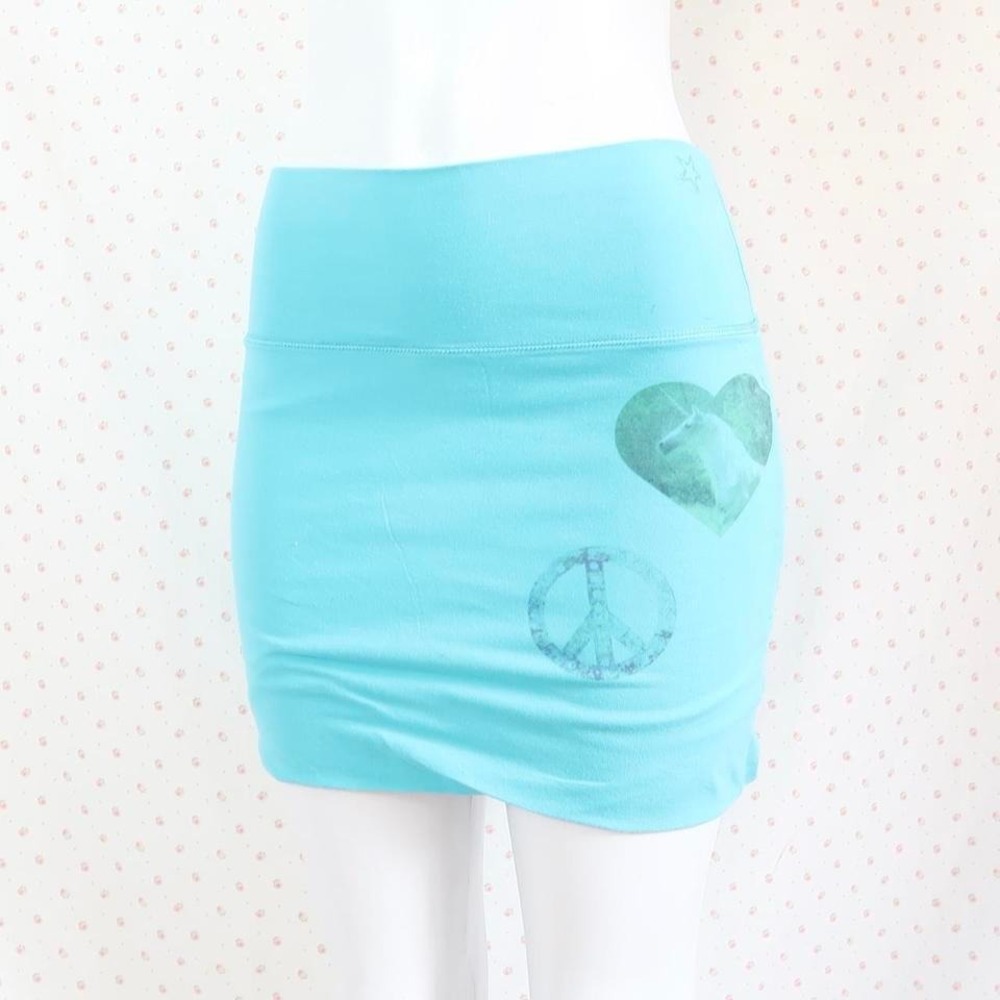 Vintage Garage Unicorn Peace Mini Skirt Y2K McBling Indie Sleaze